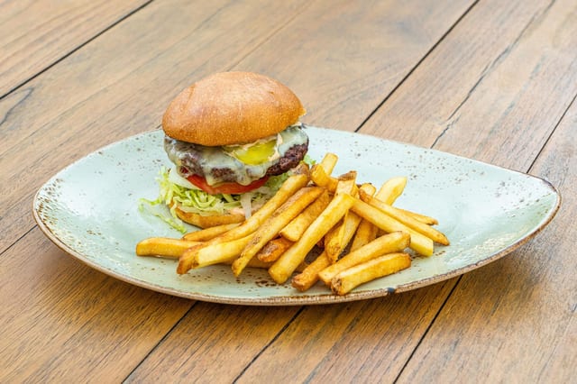 1/2 lb. Akaushi Beef Cheeseburger.