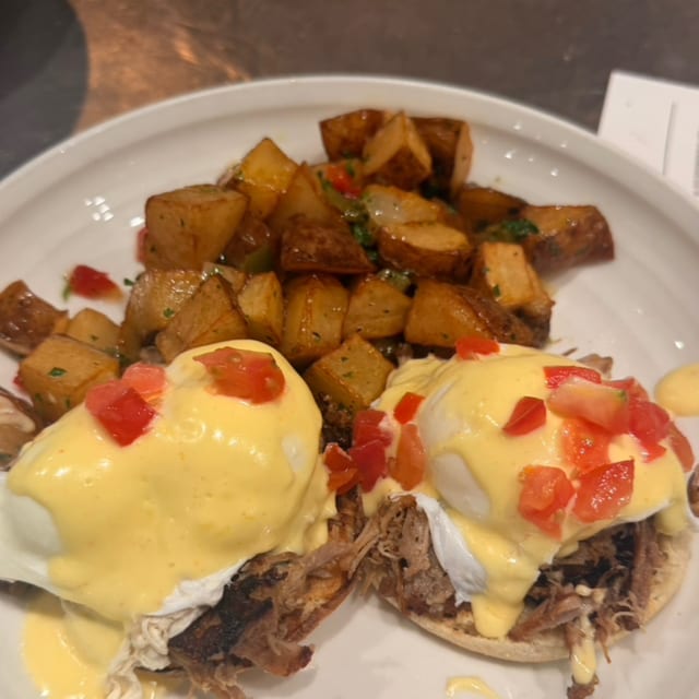 Pulled Pork Benedict.